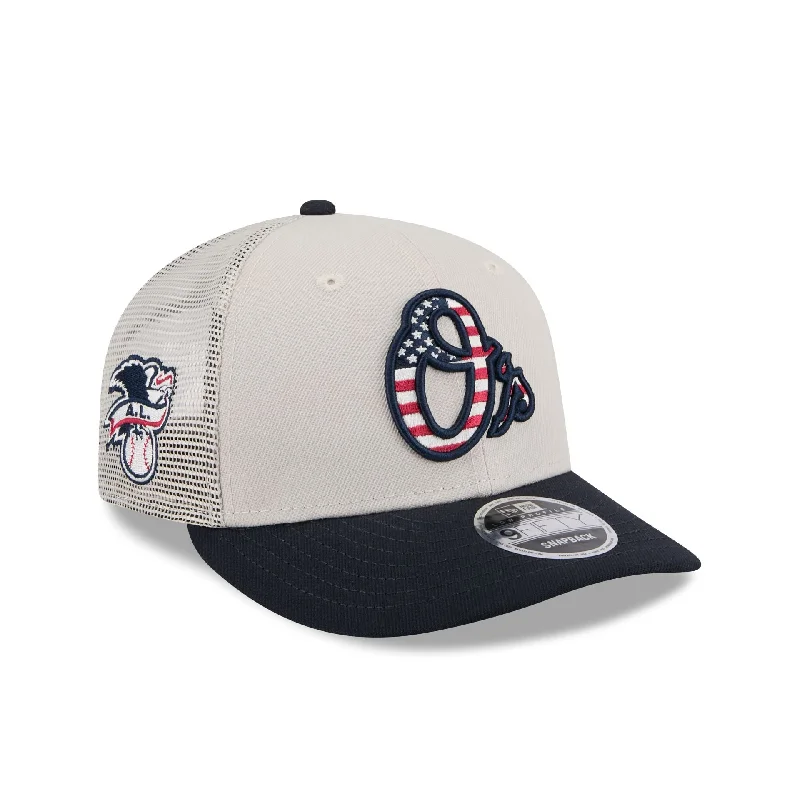 Baltimore Orioles Independence Day 2024 Low Profile 9FIFTY Trucker Hat