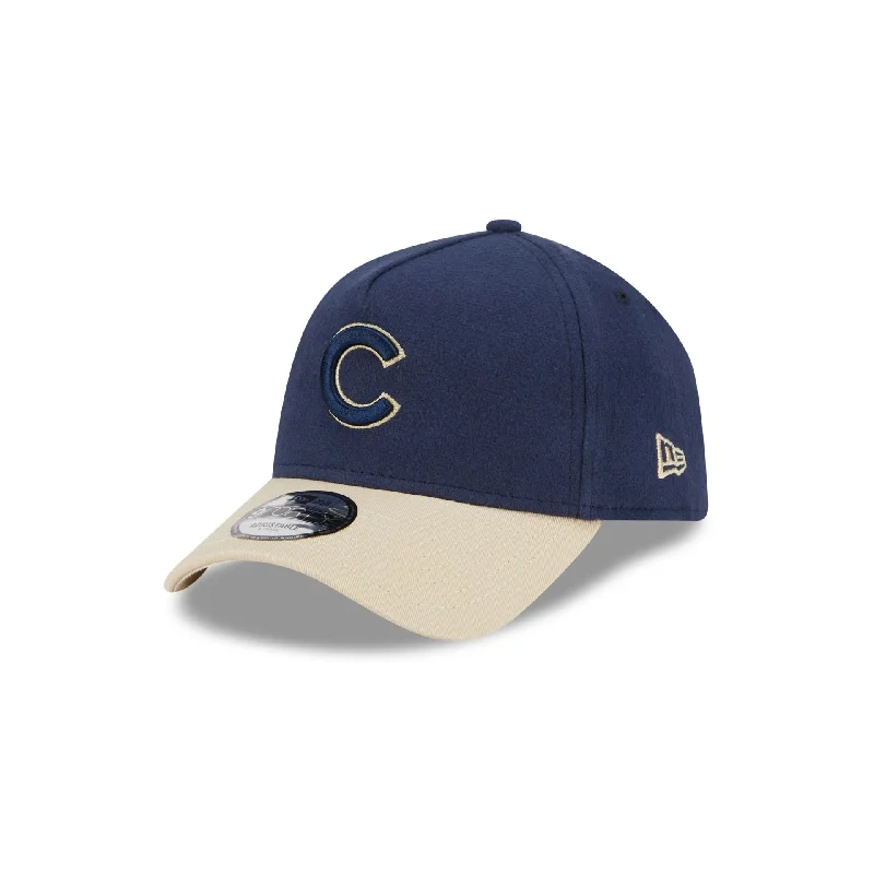 Chicago Cubs Moleskin Crown Navy 9FORTY A-Frame Snapback Hat