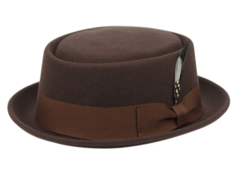 Wool Felt Derby Fedora Pork Pie Hat | Brown | Epoch Men's