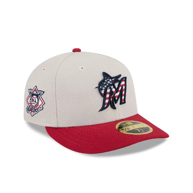 Miami Marlins Independence Day 2024 Low Profile 59FIFTY Fitted Hat