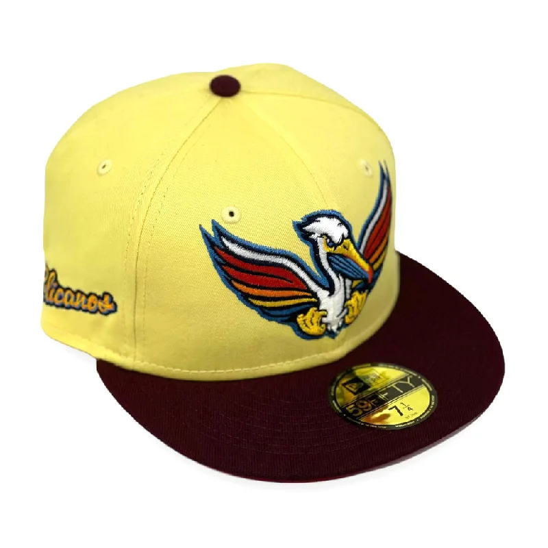 MYRTLE BEACH PELICANS (YELLOW) NEW ERA 59FIFTY FITTED (RED UNDER VISOR)