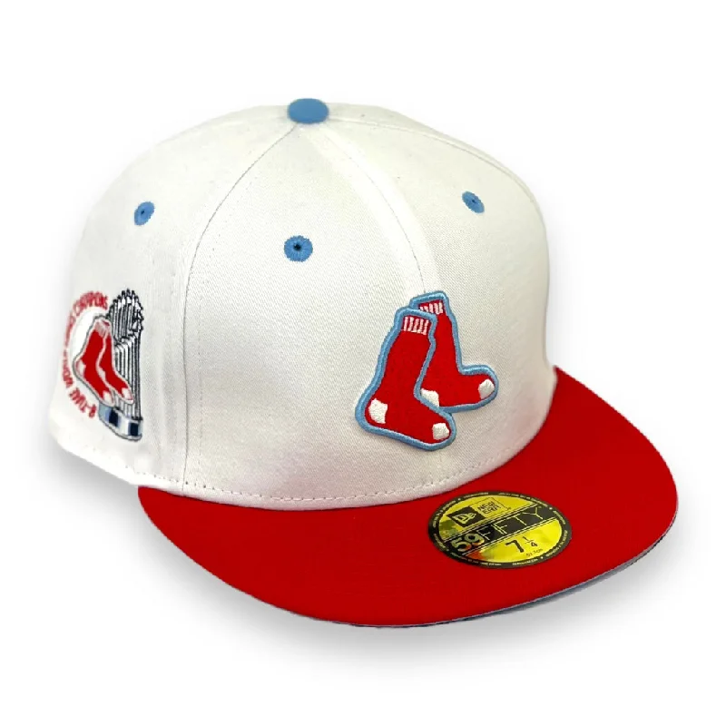 BOSTON REDSOX (8X CHAMPIONS) NEW ERA 59FTFTY FITTED (SKY BLUE UNDER VISOR)