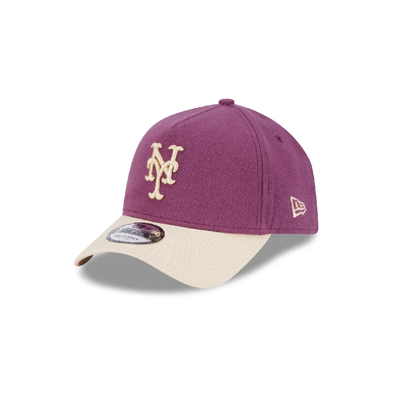 New York Mets Moleskin Crown Maroon 9FORTY A-Frame Snapback Hat