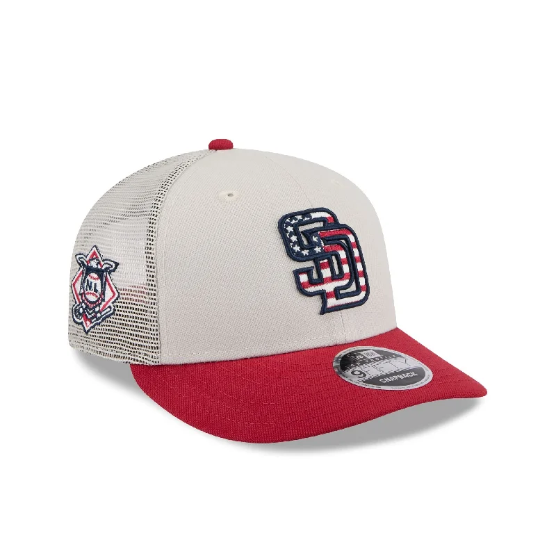 San Diego Padres Independence Day 2024 Low Profile 9FIFTY Trucker Hat