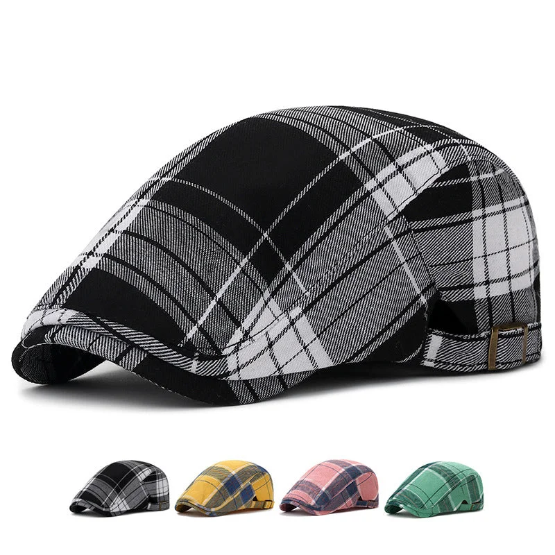 Color Plaid Beret Caps