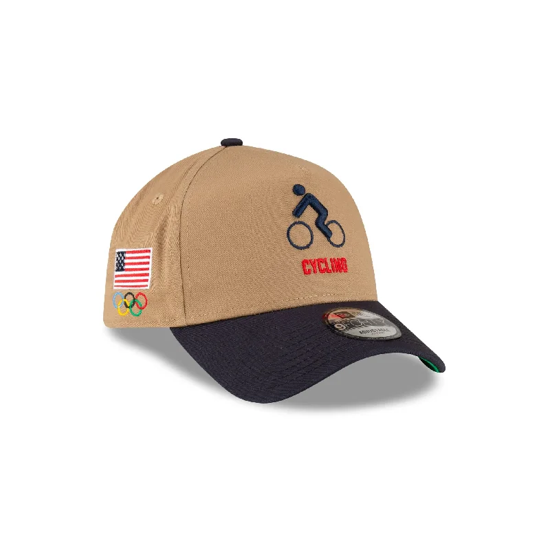 Team USA Cycling Khaki 9FORTY A-Frame Snapback Hat