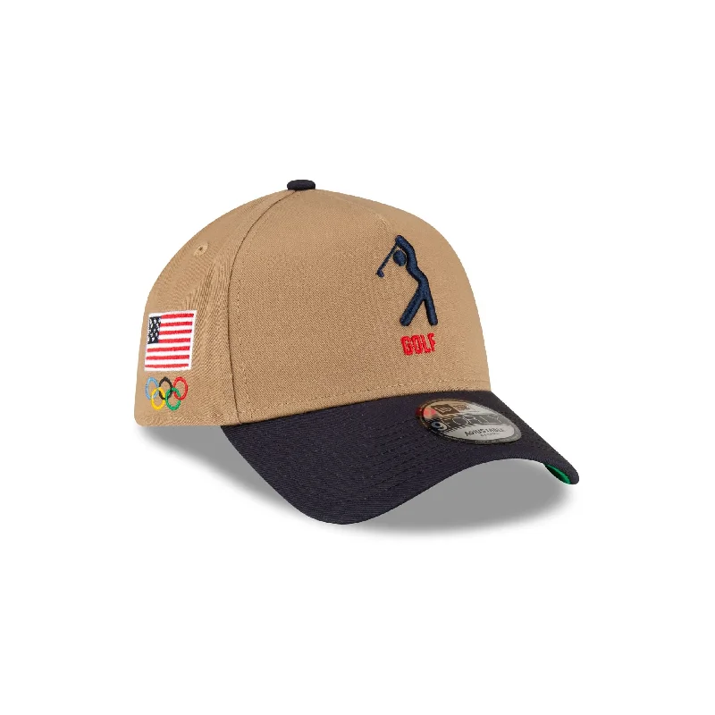 Team USA Golf Khaki 9FORTY A-Frame Snapback Hat