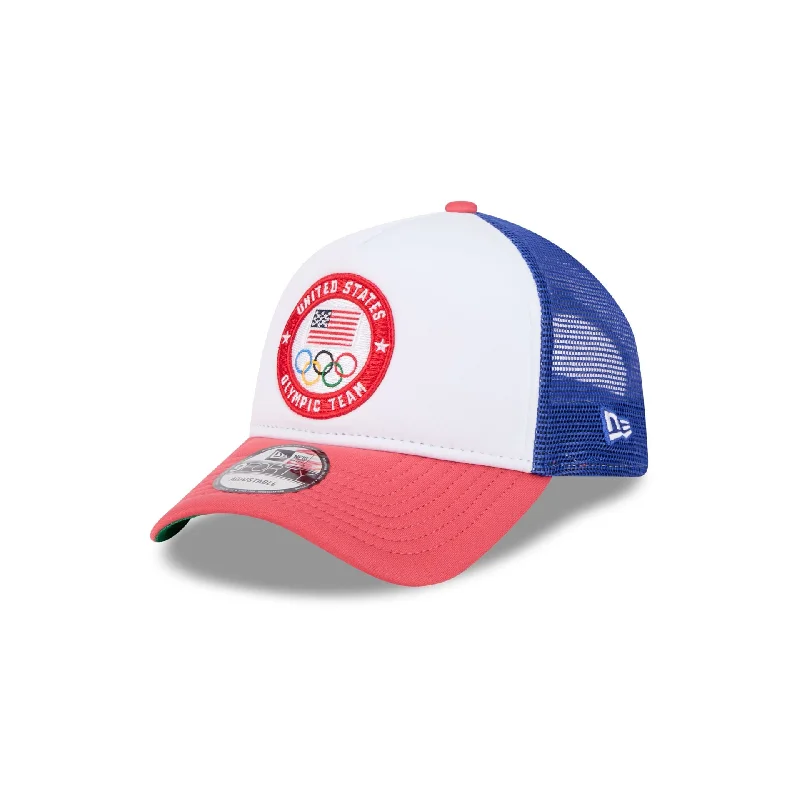 Team USA Olympics White 9FORTY A-Frame Trucker Hat